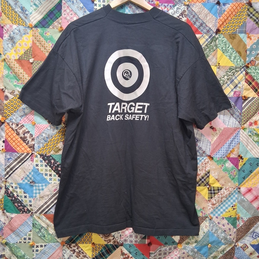 Vintage CLEAN Single Stitch Religious Target Safety Dove Cross Black T Shirt